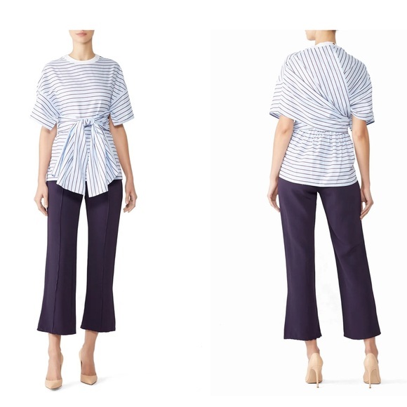 Rosetta Getty Blue Striped‎ Cape Back Top Rent The Runway Retired Size 0 - Picture 1 of 14